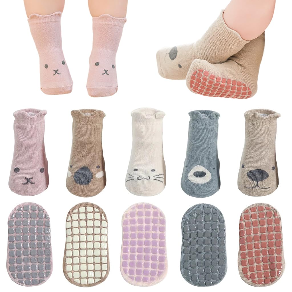 SNOWIE SOFT 5 Pairs Baby Socks Set 1-3 Years, Antislip Socks for New Born Baby, Non Slip Grip Ankle Socks with Non Skid Soles Infants Socks for Toddler Baby Girls Boys 12-36 Months Baby Shower Gifts SNOWIE SOFT 5 Pairs Baby Socks Set 1-3 Years, Antislip Socks for New Born Baby, Non Slip Grip Ankle Socks with Non Skid Soles Infants Socks for Toddler Baby Girls Boys 12-36 Months Baby Shower Gifts